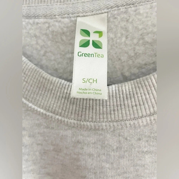 GreenTea Color Block Brick Tan Gray Side Split Sweatshirt Pullover Size Small - Picture 6 of 6